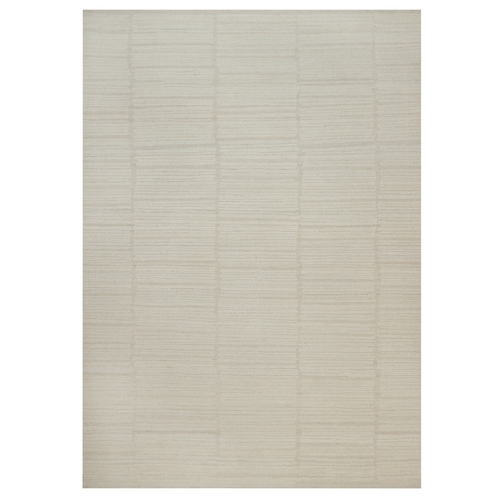 Lace White, Modern, Piled Flat Weave, Tone on Tone, Textured, Hand Knotted, Undyed Natural Wool, Oriental 