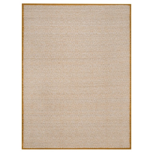 Ivory with Gold, Hand Knotted, Modern Variegated Design, Natural Wool, Piled Flat Weave, Tone on Tone, Textured, Oriental 