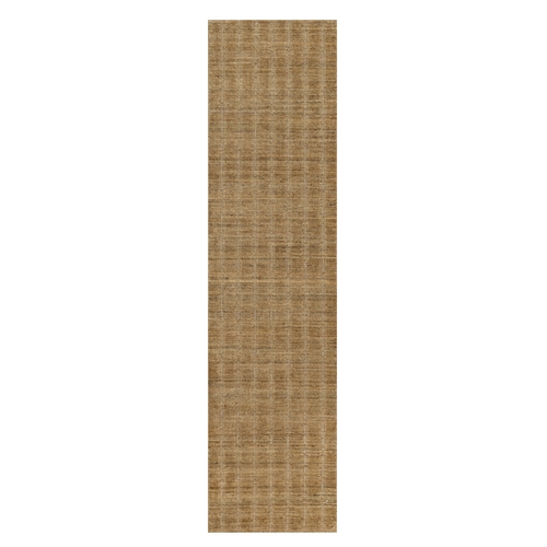 Camel Brown, Undyed Natural Wool, Vertical Stripes Design with Salt and Pepper Effect, Hand Loomed, Runner, Oriental 
