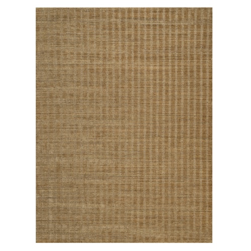 Camel Brown, Hand Loomed, Undyed Natural Wool, Vertical Stripes Design with Salt and Pepper Effect, Oriental 