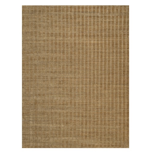 Camel Brown, Vertical Stripes Design with Salt and Pepper Effect, Undyed Natural Wool, Hand Loomed, Oriental 