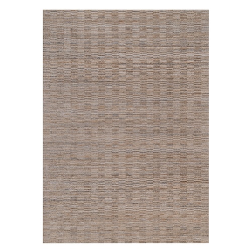Beaver Brown, Modern Grid Pattern, Polyester, Textured, Hand Loomed, Oriental 