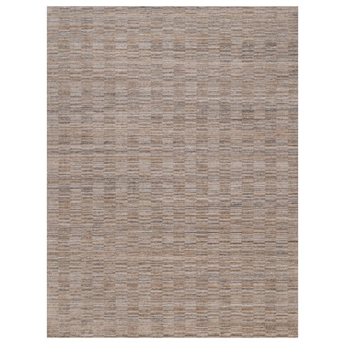 Beaver Brown, Modern Grid Pattern, Polyester, Hand Loomed, Textured, Oriental 