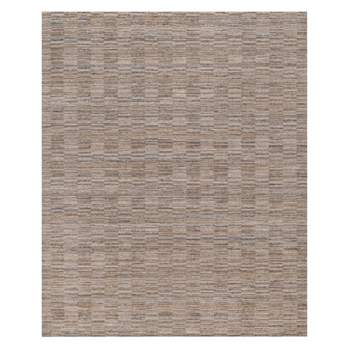 Beaver Brown, Hand Loomed, Modern Grid Pattern, Polyester, Textured, Oriental 