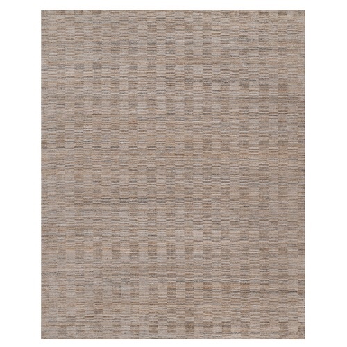 Beaver Brown, Polyester, Hand Loomed, Modern Grid Pattern, Textured, XL, Oversized, Oriental 
