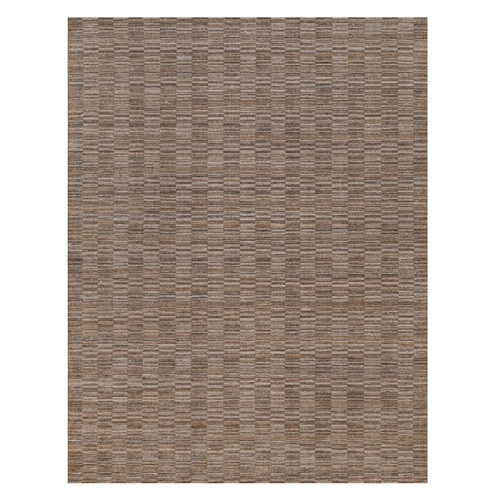 Beaver Brown, Modern Grid Pattern, Polyester, Textured, Hand Loomed, Oriental 