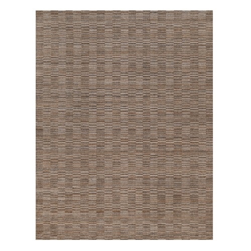 Beaver Brown, Textured, Hand Loomed, Modern Grid Pattern, Polyester, Oriental 