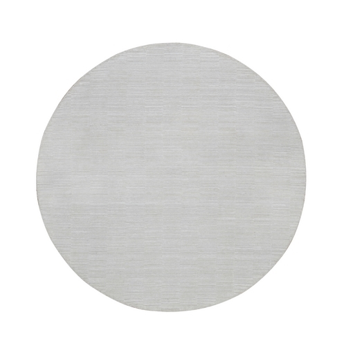 Daisy White, Hand Loomed, Polyester, Textured, Modern Grid Design, Round, Oriental 