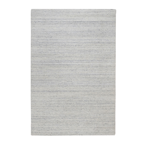 Ice Gray, Modern Plain Design, Textured, Hand Loomed, Natural Wool, Oriental 