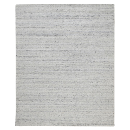 Ice Gray, Hand Loomed, Modern Plain Design, Natural Wool, Textured, Oriental 