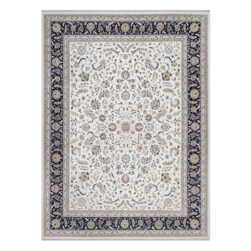 Pearl White, Nain with All Over Flower Design, Wool and Silk, 250 KPSI, Hand Knotted, Soft Pile, XL, Oversized, Oriental 