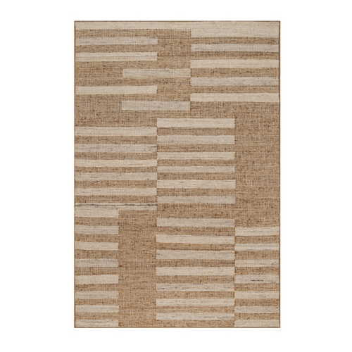 Bone Brown, Flat Weave, Durie Kilim with Geometric Design, Hand Woven, 100% Wool, Textured, Oriental 