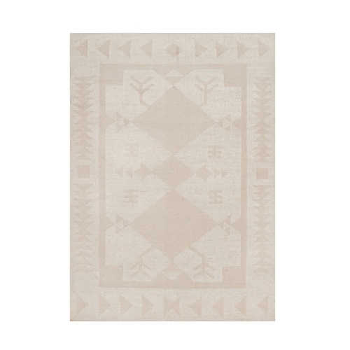 Swan White, Flat Weave, Durie Kilim with Geometric Design, 100% Wool, Hand Woven, Oriental 