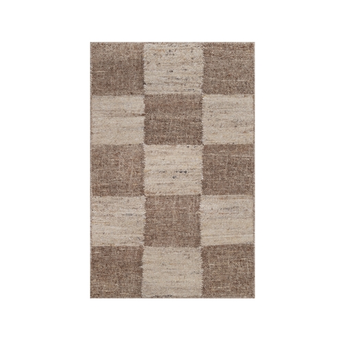Shades of Brown, Flat Weave, Durie Kilim with Checkers Design, 100% Wool, Hand Woven, Sample, Mat, Oriental 