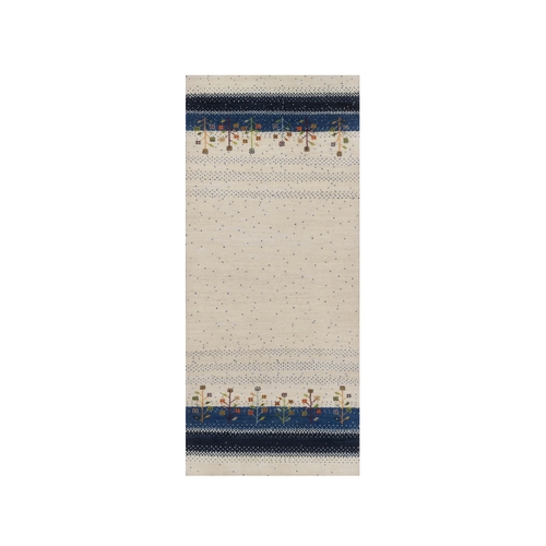 Parchment White, Tree Design, Modern, Lori Buft Gabbeh, Pure Wool, Hand Knotted, Thick and Plush, Soft Pile, Runner, Oriental 