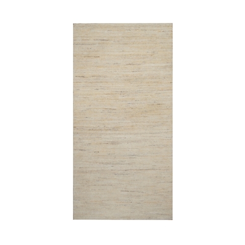 Linen White, Modern, Plain Design, Lori Buft Gabbeh, Thick and Plush, Hand Knotted, Undyed Natural Wool, Sample, Mat, Oriental 