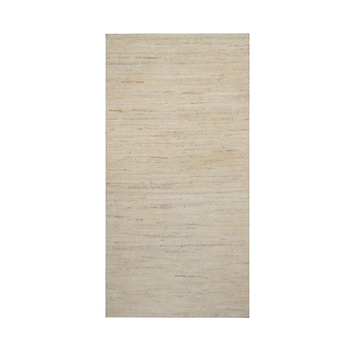 Linen White, Modern, Plain Design, Lori Buft Gabbeh, Thick and Plush, Hand Knotted, Undyed Natural Wool, Sample, Mat, Oriental 