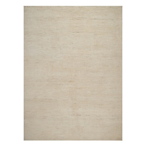 Linen White, Modern, Plain Design, Lori Buft Gabbeh, Hand Knotted, Undyed Natural Wool, Thick and Plush, Oriental 