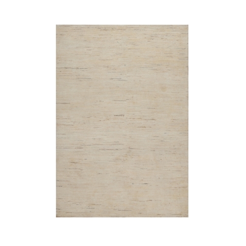 Linen White, Modern, Plain Design, Lori Buft Gabbeh, Hand Knotted, Undyed Natural Wool, Thick and Plush, Oriental 