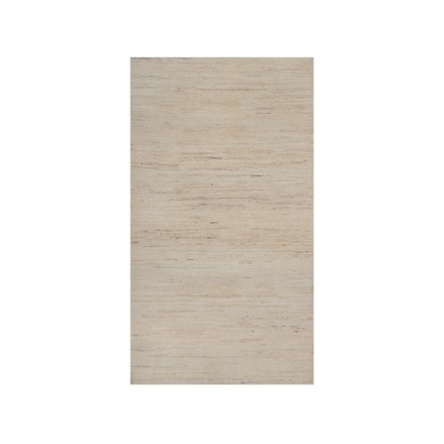 Linen White, Modern, Plain Design, Lori Buft Gabbeh, Thick and Plush, Hand Knotted, Undyed Natural Wool, Oriental 