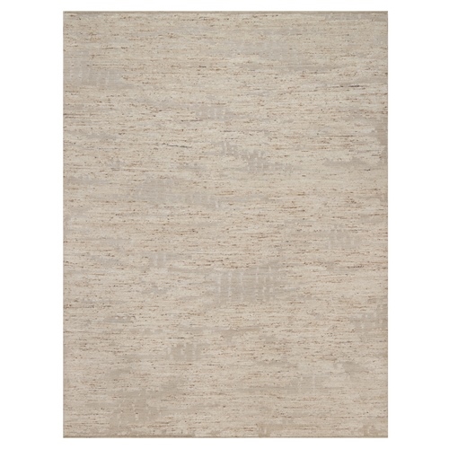 Lace White, Hand Knotted, Modern Design, Textured with Hi and Low, Wool & Jute, Oriental 
