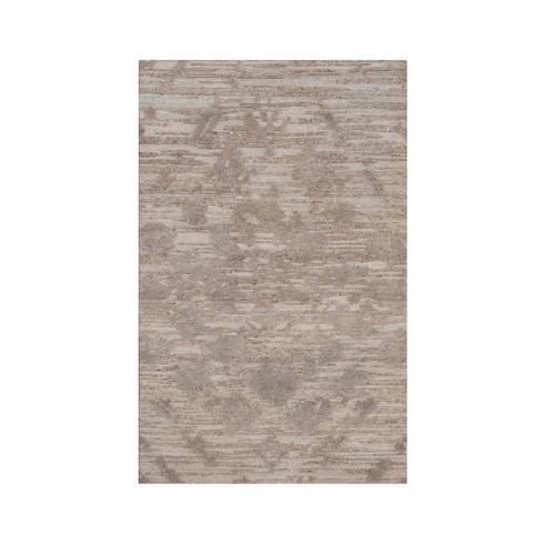 Amphora Brown, Hand Knotted, Modern Criss Cross Erased Design, Hand Spun Undyed Natural Wool, Oriental Rug