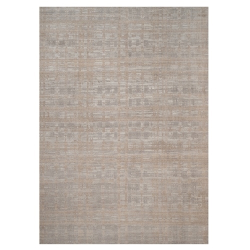 Amphora Brown, Modern Criss Cross Erased Design, Hand Knotted, Hand Spun Undyed Natural Wool, Oversized, XL, Oriental 