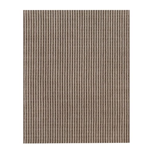 Tan and Chocolate Brown, Vertical Stripes Design with Salt and Pepper Effect, Hand Loomed, Undyed Natural Wool, Oriental Rug
