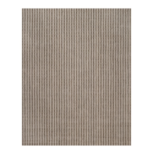 Tan and Beaver Brown, Hand Loomed, Vertical Stripes Design with Salt and Pepper Effect, Undyed Natural Wool, Oriental Rug