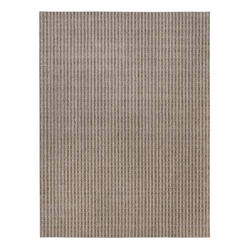 Tan and Beaver Brown, Vertical Stripes Design with Salt and Pepper Effect, Hand Loomed, Undyed Natural Wool, Oriental Rug