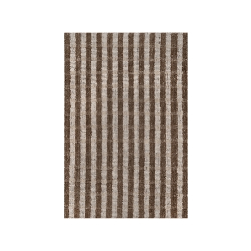Tan and Chocolate Brown, Vertical Stripes Design with Salt and Pepper Effect, Hand Loomed, Undyed Natural Wool, Sample, Mat, Oriental Rug