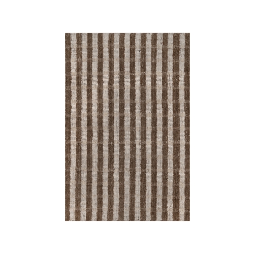 Tan and Chocolate Brown, Vertical Stripes Design with Salt and Pepper Effect, Hand Loomed, Undyed Natural Wool, Sample, Mat, Oriental Rug