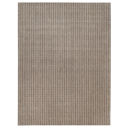 Tan and Beaver Brown, Vertical Stripes Design with Salt and Pepper Effect, Hand Loomed, Undyed Natural Wool, Oriental Rug