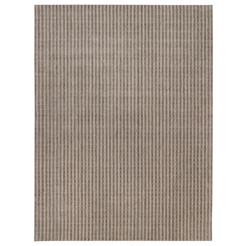 Tan and Beaver Brown, Hand Loomed, Vertical Stripes Design with Salt and Pepper Effect, Undyed Natural Wool, Oriental Rug