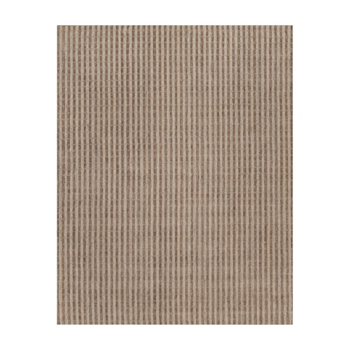 Tan and Beaver Brown, Hand Loomed, Vertical Stripes Design with Salt and Pepper Effect, Undyed Natural Wool, Oriental Rug
