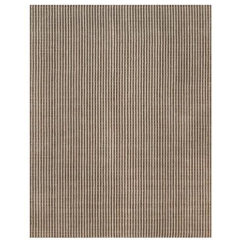 Tan and Chocolate Brown, Vertical Stripes Design with Salt and Pepper Effect, Hand Loomed, Undyed Natural Wool, XL, Oversized, Oriental Rug