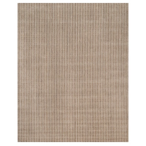 Tan and Beaver Brown, Vertical Stripes Design with Salt and Pepper Effect, Hand Loomed, Undyed Natural Wool, XL, Oversized, Oriental Rug