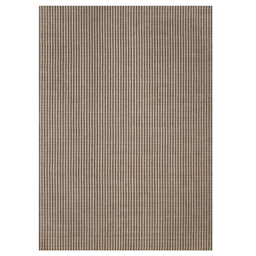 Tan and Chocolate Brown, Vertical Stripes Design with Salt and Pepper Effect, Hand Loomed, Undyed Natural Wool, XL, Oversized, Oriental Rug