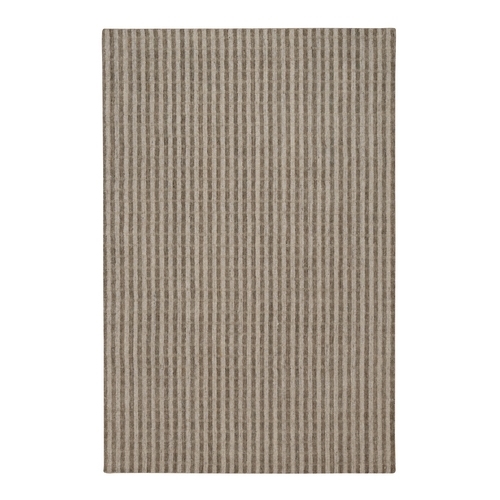 Tan and Beaver Brown, Vertical Stripes Design with Salt and Pepper Effect, Hand Loomed, Undyed Natural Wool, Oriental Rug