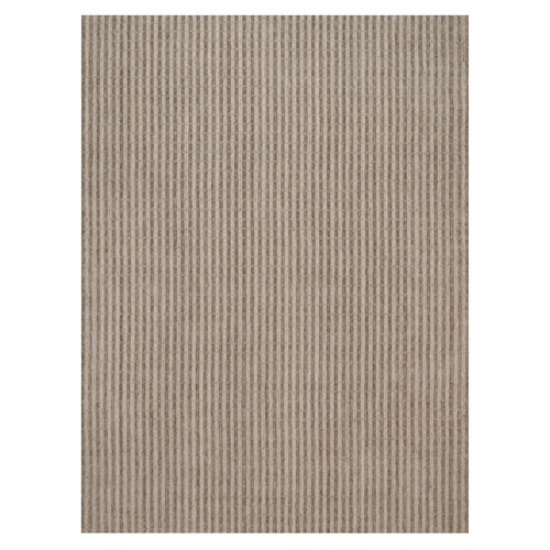 Tan and Beaver Brown, Hand Loomed, Vertical Stripes Design with Salt and Pepper Effect, Undyed Natural Wool, Oriental 