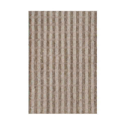 Tan and Beaver Brown, Vertical Stripes Design with Salt and Pepper Effect, Hand Loomed, Undyed Natural Wool, Sample, Mat, Oriental 