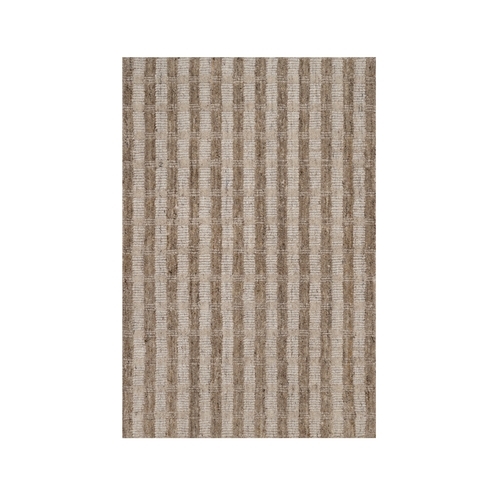 Tan and Beaver Brown, Vertical Stripes Design with Salt and Pepper Effect, Hand Loomed, Undyed Natural Wool, Mat, Sample, Oriental 