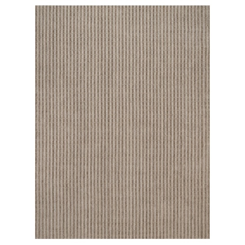 Tan and Beaver Brown, Hand Loomed, Vertical Stripes Design with Salt and Pepper Effect, Undyed Natural Wool, Oriental Rug