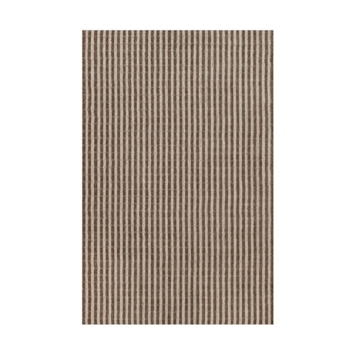 Tan and Chocolate Brown, Vertical Stripes Design with Salt and Pepper Effect, Hand Loomed, Undyed Natural Wool, Oriental 
