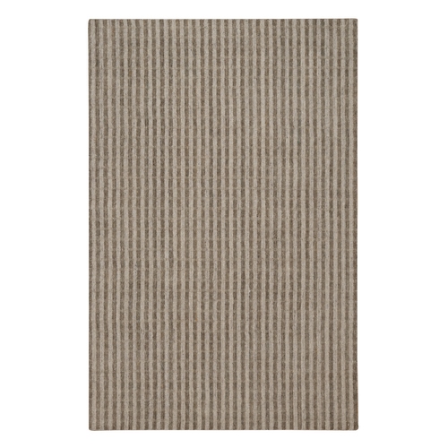 Tan and Beaver Brown, Vertical Stripes Design with Salt and Pepper Effect, Hand Loomed, Undyed Natural Wool, Oriental Rug