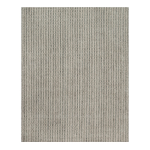 Tan Brown and Gray, Vertical Stripes Design with Salt and Pepper Effect, Undyed Natural Wool, Hand Loomed, Oriental Rug