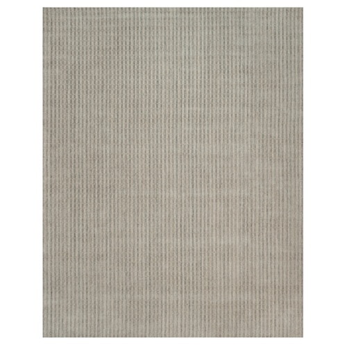 Tan Brown and Gray, Vertical Stripes Design with Salt and Pepper Effect, Undyed Natural Wool, Hand Loomed, XL, Oversized, Oriental Rug