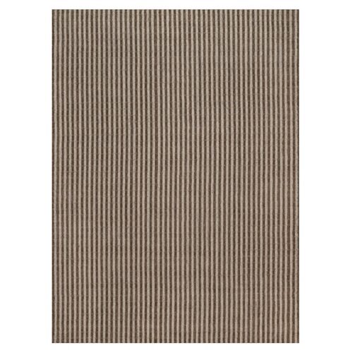 Tan and Chocolate Brown, Vertical Stripes Design with Salt and Pepper Effect, Undyed Natural Wool, Hand Loomed, Oriental 