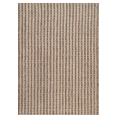 Tan and Beaver Brown, Vertical Stripes Design with Salt and Pepper Effect, Undyed Natural Wool, Hand Loomed, Oriental Rug