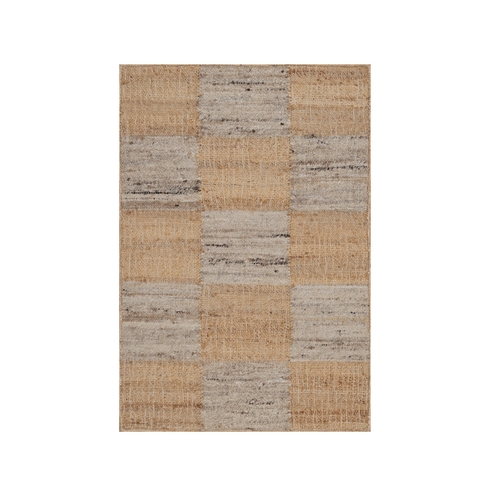Khaki Brown and Peach, Flat Weave, Durie Kilim with Box Design, Hand Woven, 100% Wool, Sample, Mat, Oriental Rug